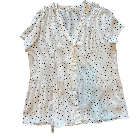 Anthropologie Pleione Top Womens Xs White Black Abstract Oversized Blouse - Picture 7 of 8